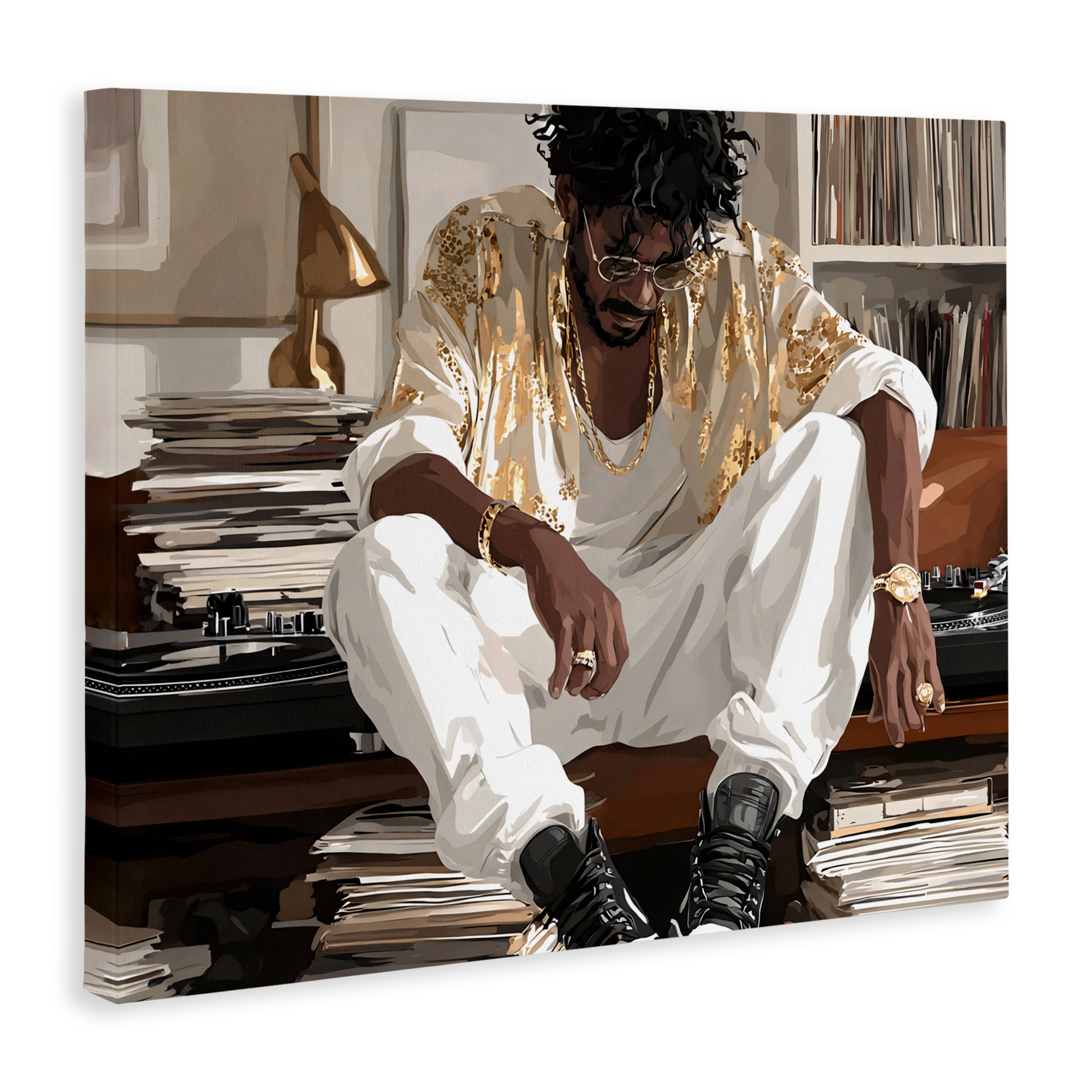 Stupell Industries DJ with Record Collection Canvas Wall Art, design by Franklyn Gregory