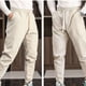 thumbnail image 4 of Pantalones largos para hombre, color liso, cintura elástica, patchwork, cremallera, para exteriores, de poliéster, 4 of 9