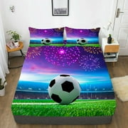 Firework And Football Printed Bed Sheets Boy Man Highend Home Textiles Newly Fashion,Twin (39"x75")