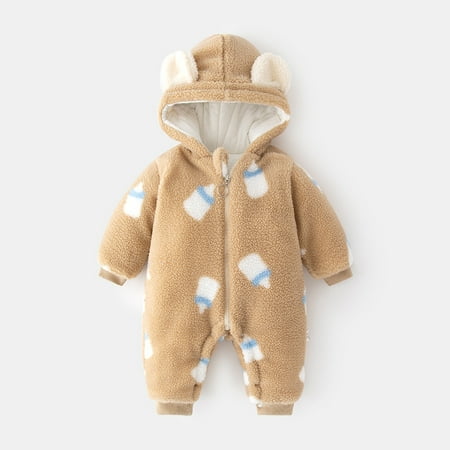 

Breampot Baby Plus Velvet Outer Wear Jumpsuit Autumn And Winter Baby Cotton Out Winter Padded Climbing Clothes Children Cute Cotton Ha Clothes Yellow