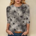 thumbnail image 2 of Godom 3/4 Length Sleeve Womens Tops Crewneck Neck Casual Halloween Shirts Print Trendy Blouses Fall Tee, 2 of 6