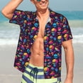 thumbnail image 5 of Lsque colorful Skull Retro pattern Hawaiian Shirt for Men, Unisex Summer Beach Casual Short Sleeve Button Down Shirts-Large, 5 of 9
