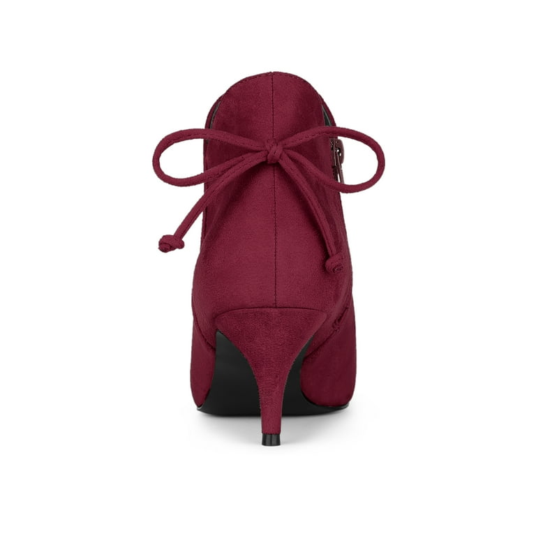 Unique Bargains Women s Pointed Toe Kitten Heel Ankle Booties