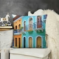 thumbnail image 2 of YINGXI Throw Pillow Cushion Cover, Street in Old with Colorful Houses by The Sea Architecture, Decorative Square Accent Pillow Case,Blue Multicolor 18x18in, 2 of 5