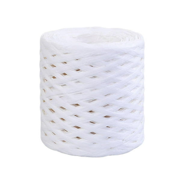 Cinta de papel de rafia reciclable de 200 m, ideal para tejer y regalar. Blanco