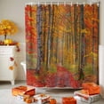 thumbnail image 3 of Shower Curtain 36"W x 78"L Fall Forest Wood Red Yellow Leaves Fabric Shower Curtains Set with Hooks Water Repellent Bathroom Curtains Machine Washable Bathroom Accessories, 3 of 6