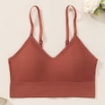 thumbnail image 3 of Delconic Seamless Ribbed Knit Bralette with Adjustable Straps for Women Soft Stretch Pullover Crop Tank Top Underwear Red 38, 3 of 6