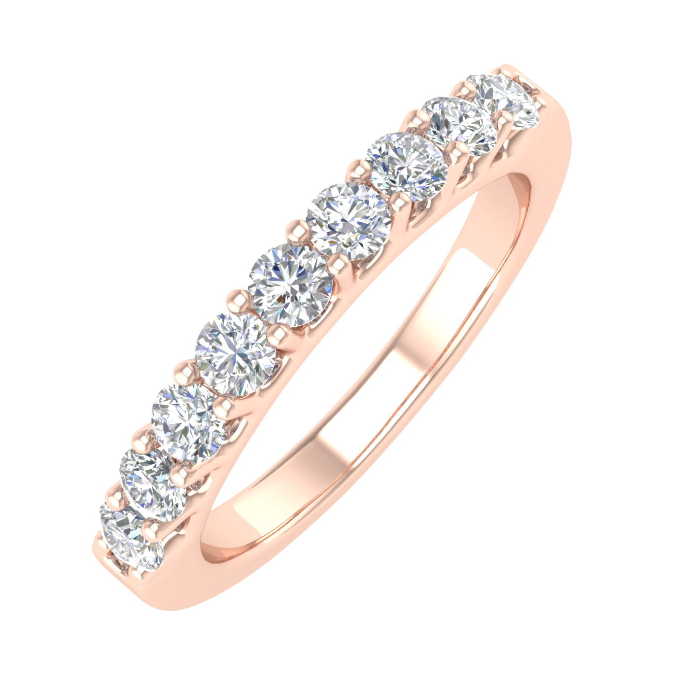 1/2 Carat Natural Diamond Wedding Band Ring in 14K Rose Gold (Ring Size 6.25)
