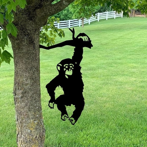 HELLOYOUNG Metal Monkey Garden Stakes Outdoor Yard Art Decor Playful Branch Sculpture Garden Decorative Stakes Accessories for Home Decor