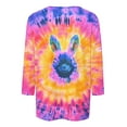 thumbnail image 4 of Cavosen Happy Easter Womens 3/4 Length Sleeve Tops Crew Neck Summer Bunny Tie Dye Print Pullover Blouse Festival Shirts Vacation Holiday Tee Shirts Loose Dressy T Shirts M, 4 of 5
