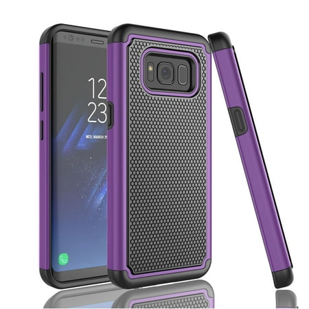 Galaxy S8 Case, Galaxy S8 Case Cover, Tekcoo [Tmajor] Shock Absorbing [Purple] Hybrid Rubber Silicone & Plastic Scratch Resistant Bumper Rugged Grip Sturdy Hard Cases Cover For Samsung Galaxy S8
