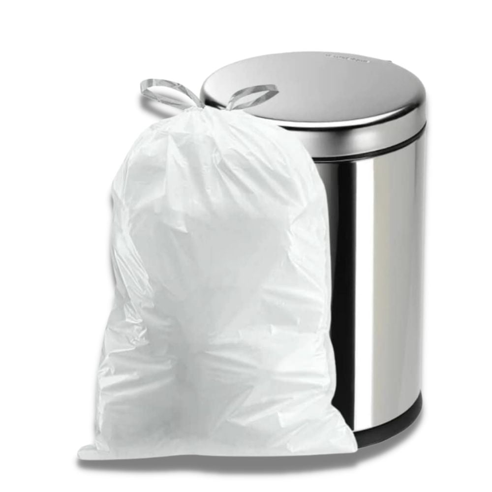 TYPLASTICS 30 Gallon Large White Drawstring Trash Bags Standard Thickness White 