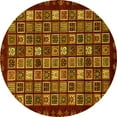 thumbnail image 1 of Ahgly Company Machine Washable Indoor Round Abstract Yellow Modern Area Rugs, 3' Round, 1 of 4