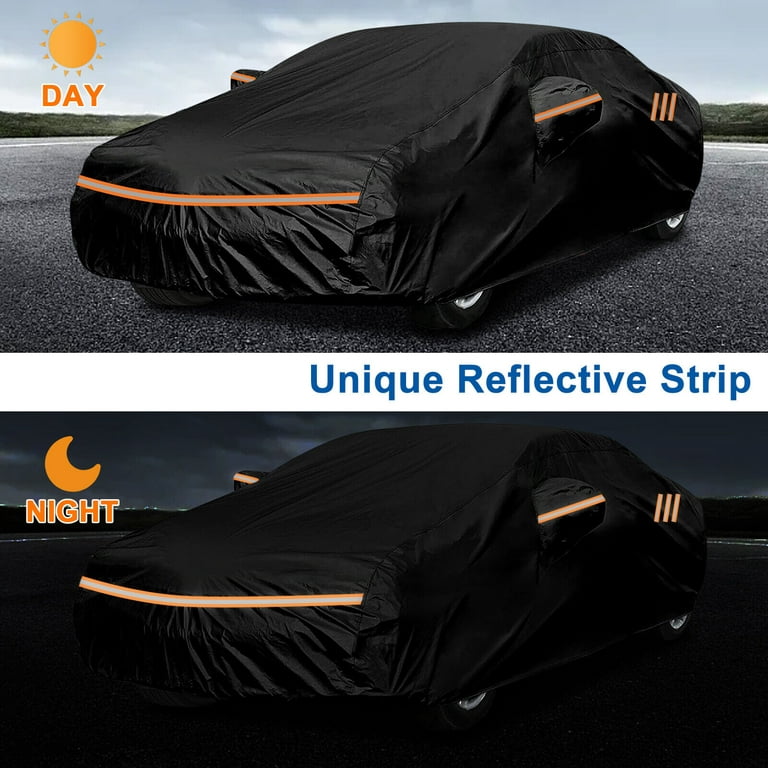 177 Universal Sedan Car Cover Waterproof Upgraded Material Outdoor Rain  Dust Sun Protection All Weather Black