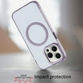 thumbnail image 3 of For Apple iPhone 13 Pro Max Case, Transparent Back Hybrid Case - Magnetic Circle, Color Frame, Metal Buttons, MagSafe Compatible Phone Cover (Light Purple), 3 of 6