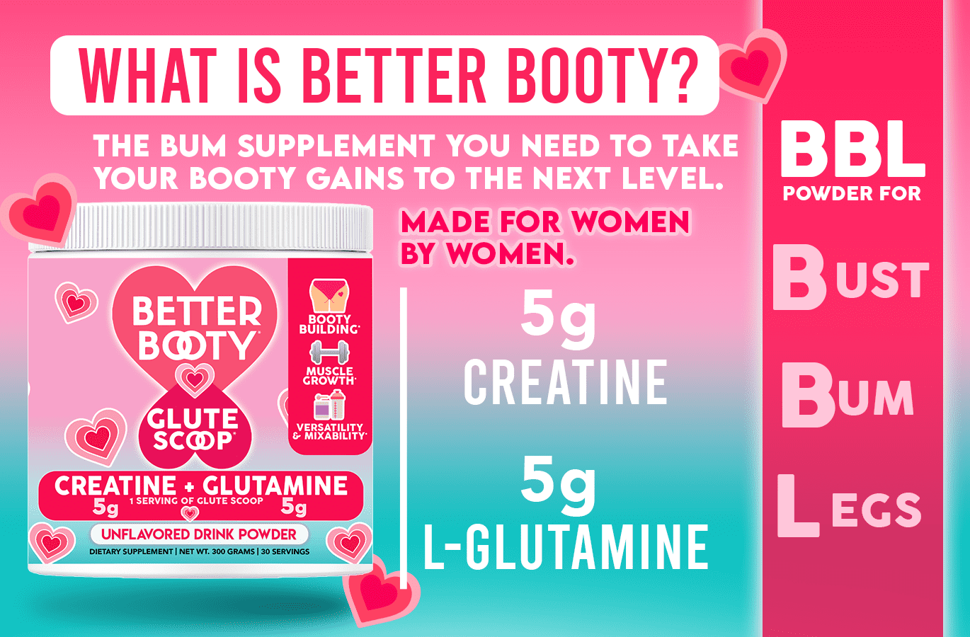 Better Booty Unflavored Glute Scoop 300 g