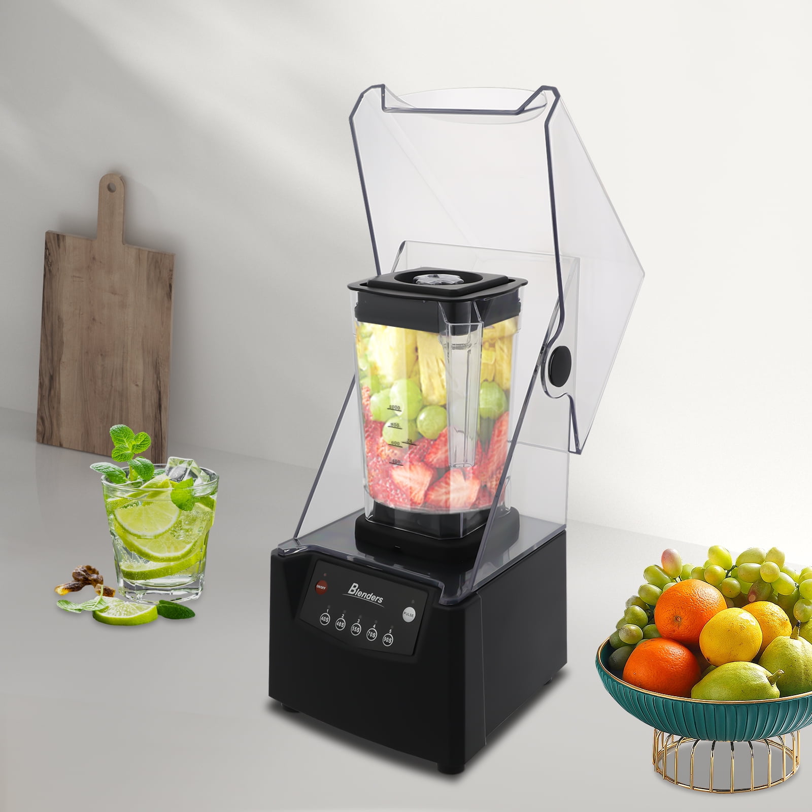 Soundproof Smoothie Machine 2600w 0.48 Gal Smoothie Blender 5 Time Settings Shake Maker Commercial Blender for Making Smoothies of Various Flavors