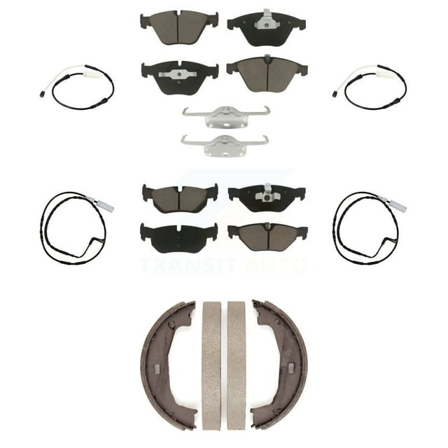 CMX Front Rear Ceramic Disc Brake Pads and Wear Sensors Kit (7Pc) for Car BMW 323i 328i KCW-101051