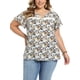 thumbnail image 1 of GRACE & GRANDEUR Blusa Floral Impresa de Pascua para Mujeres de Talla Grande con Cuello de Muesca y Borde de Encaje, Mangas con Volantes, Top Casual de Verano 2X Negro, 1 of 6