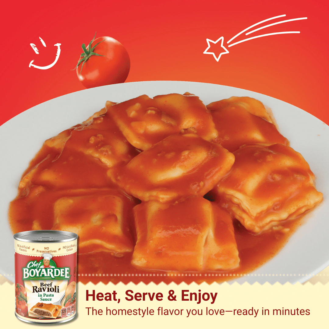 Beef Ravioli in Hearty Meat Sauce, Large 15 oz Cans, Bulk 12 Pack - Classic Canned Pasta & Comfort Food for Quick Weeknight Dinners & Kids Lunches