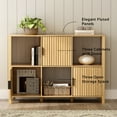 thumbnail image 6 of EYYTHUNG Modern Fluted Cube Bookshelf with 3 Open Shelves and 3 Cabinets, Natural Oak, 6 of 7