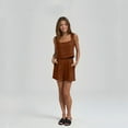 thumbnail image 3 of Lumtrix Linen Short Sets For Women 2 Piece Square Neck Sleeveless Tops And Shorts Matching Set Boho Summer Travel Vacation Outfits Camel L, 3 of 7
