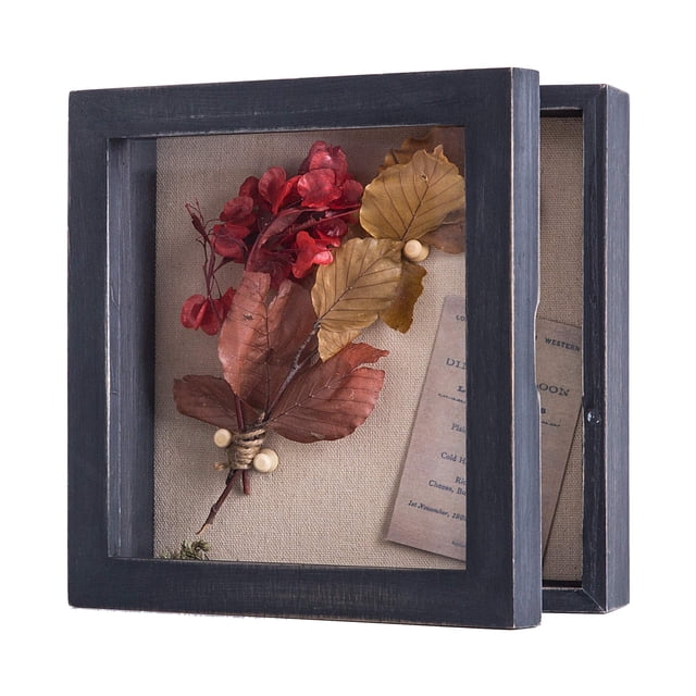 Shadow Box Frame Freezing Point, 20 x 20 cm, con parte trasera de lino, color negro