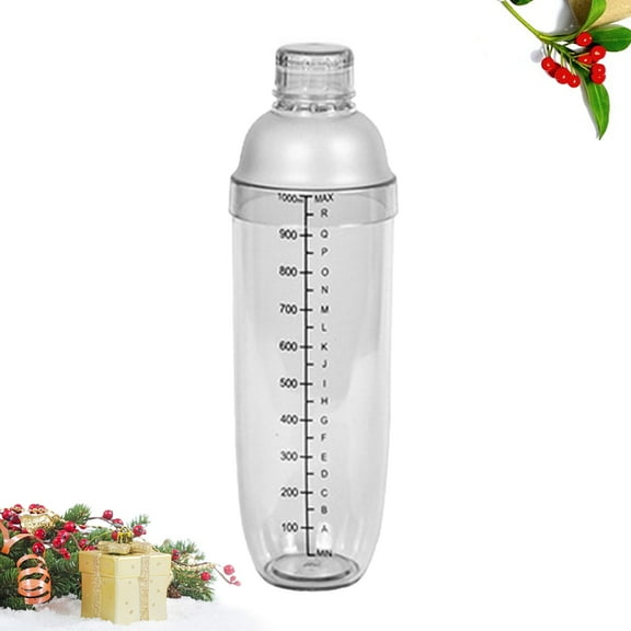 1000ml Cocktail Shaker, Plastic Clear Drink Shaker Cup Ice Tea Wine Mixer Bottle for Home Bar Shaker