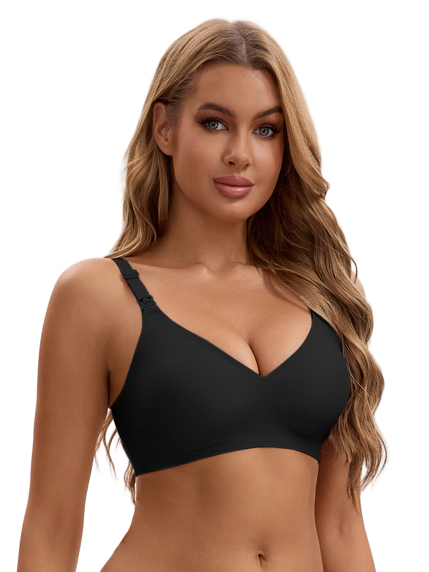 Unique Bargains Women's Nursing Push Up Wirefree Front Closure Bra XL Black