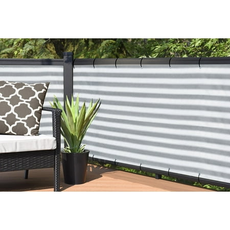 Alion Home Grey/White Elegant Privacy Screen for Backyard, Deck, Patio, Balcony, Pool, Fence 30''x (Best Type Of Fence For Backyard)