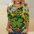 thumbnail image 4 of HOMBOM St.Patricks Day Shirts for Women Spring Irish Graphic Tees Basic Happy Patrick's Day 3/4 Sleeve Womens Tshirts, 4 of 8