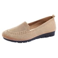 thumbnail image 5 of Loafers for Women Knitted Mesh Moccasins Flat Shoes Comfortable Slip on Casual Breathable Walking Shoes Beige Size 6.5, 5 of 5