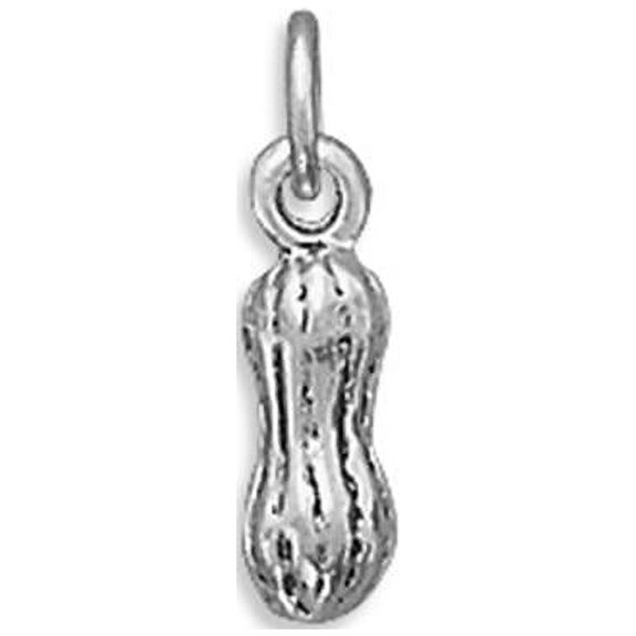 3-D Peanut Charm Sterling Silver - Made in the USA