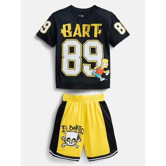 Bart Simpson Boys Short Sleeve Tee and Matching Basketball Shorts Set, 2-Piece, Sizes 4-12