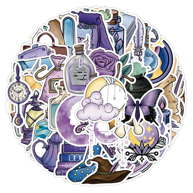 RV 60 pegatinas de luna mágica morada, pegatinas para ordenador portátil, pegatinas de vinilo en aerosol, pegatinas para coche, equipaje, monopatín y motocicleta, para adolescentes y adultos Rojo Verde