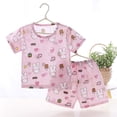thumbnail image 2 of JAJAHO Toddler Girls Summer Outfits 2 Piece Set Cartoon Printed Short Sleeve T Shirts And Shorts Casual Breathable Sweatsuit For Kids 0-4T Comfortable Outfit, 2 of 3