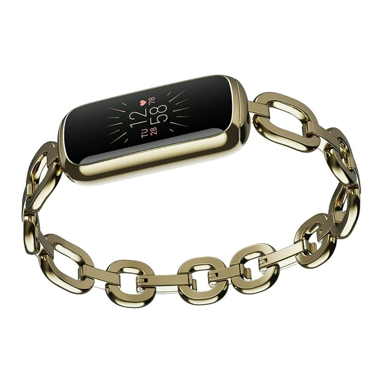 Fitbit Luxe Special Edition Fitness and Wellness Tracker, Gorjana Soft Gold Stainless Steel Parker Link Bracelet, One Size S & L Peony Classic Bands Fitbit Luxe Special Edition Fitness and Wellness Tracker, Gorjana Soft Gold Stainless Steel Parker Link Bracelet, One Size S & L Peony Classic Bands