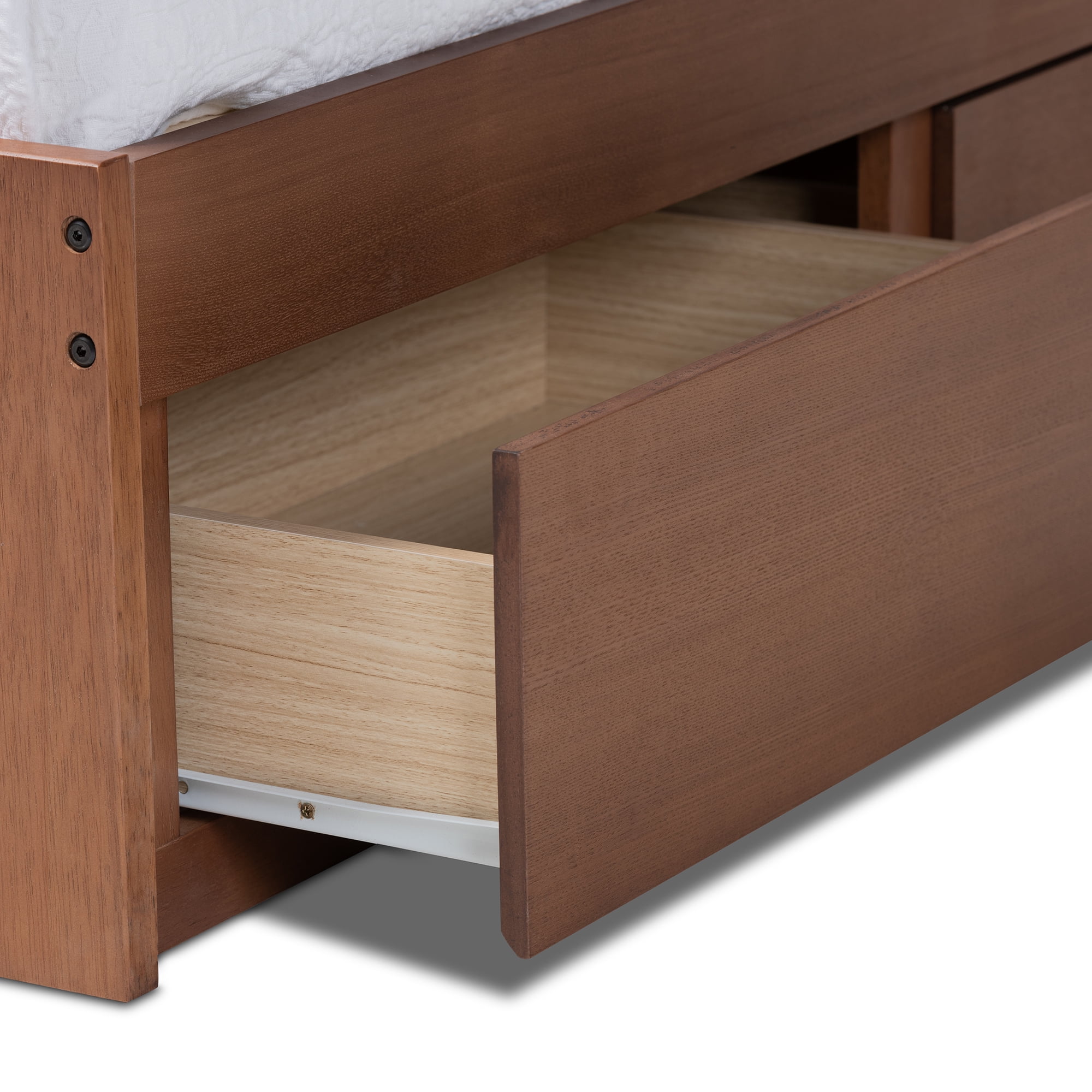 Free Shipping Baxton Studio Wren Modern and Contemporary Walnut Finished 3 Drawer Queen Size Platform Storage Bed Frame Walmart