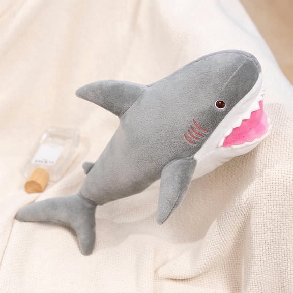 1pcs 15.8in Realistic Great White Shark Stuffed Animal,Cute Plush Decor Gift for Birthdays, Valentine's, Christmas，Home Decorations,Gray