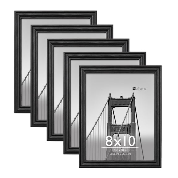Meframe 5PACK 8x10 Line Picture Frame for Hanging or Tabletop Display 8x10 Photo, Black