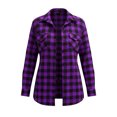 thumbnail image 7 of Edvintorg Jacket Women Plaid Lightweight Long Sleeve Button Down Casual Coat with Pocket Womens Trendy Clothes S-2XL Purple, 7 of 7