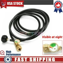 12 FT Propane Extension Hose with Gauge for 100Lb Propane Tank Also for RV Gas