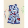 thumbnail image 3 of Nygoyerh Toddler Baby Boys 4th of July Shorts Sets Dinosaur Print Sleeveless Tank Tops with Elastic Waist Shorts 0-3T Infant Summer Outfit for Independence Day, 3 of 8