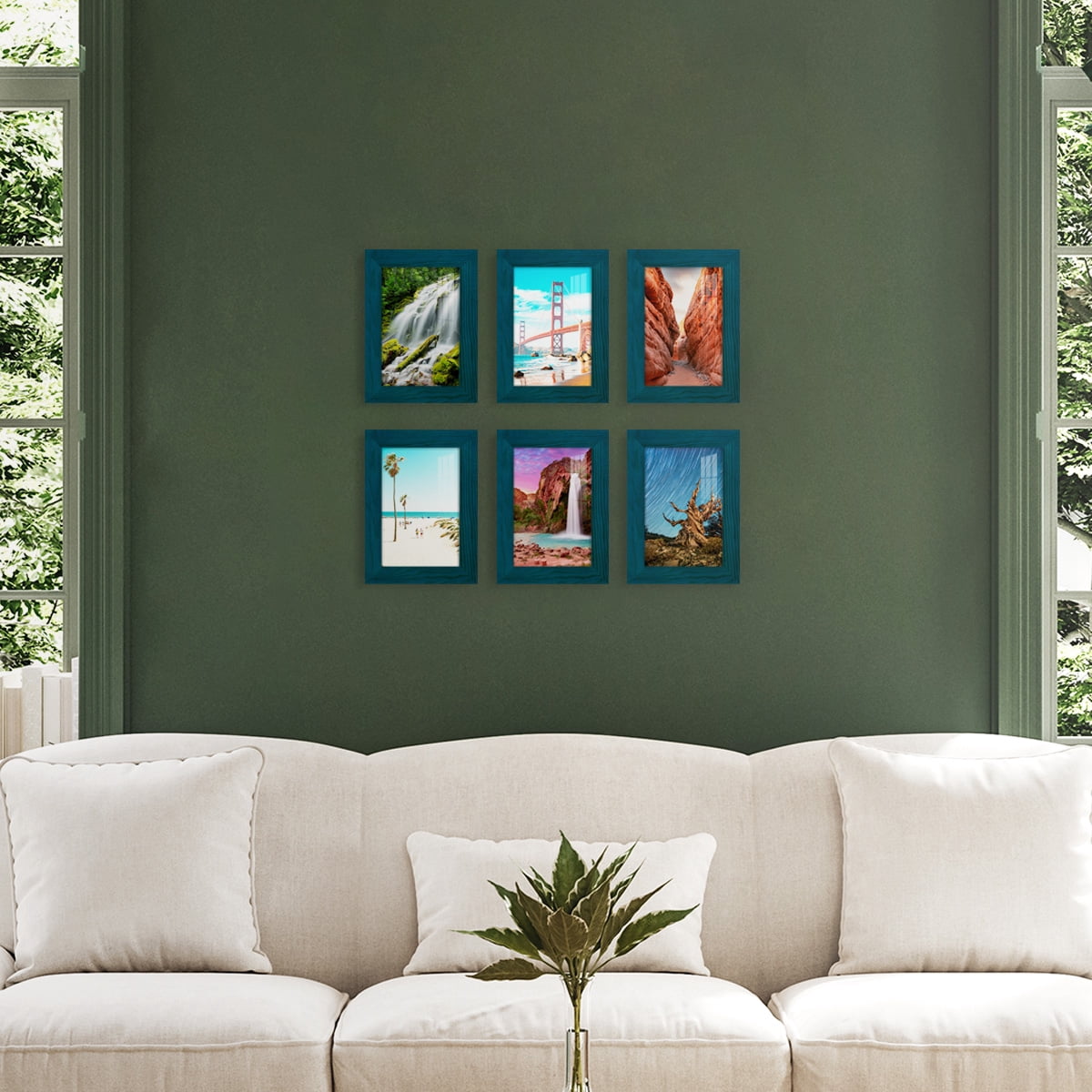 Wexford Home Woodgrain 5" x 7" Ocean Blue Picture Frame (Set of 6)