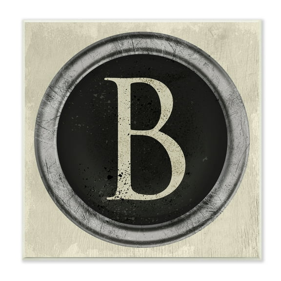Stupell Industries Letter B Initial Vintage Typewriter Key Shape Typography Painting Unframed Art Print Wall Art, 12 x 12