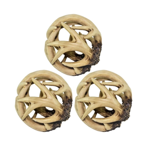 3 Decorative Balls Entwined Spherical Rattan Faux Deer Antler Ball Lodge Cabin
