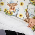 thumbnail image 3 of Oversized Wearable Blanket Hoodie,Gray Highland Cow Bathtub Sunflower Pattern Sherpa Blanket Hoodie with Super Pockets,Super Warm Fuzzy Pullover for Women & Men, 3 of 6