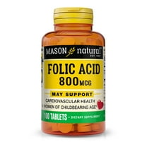 Mason Natural Folic Acid 800 mcg - Helps Nervous System Function, Daily Supplement for Health, Mood and Prenatal Care, For Women of Childbearing Age,100 Tablets