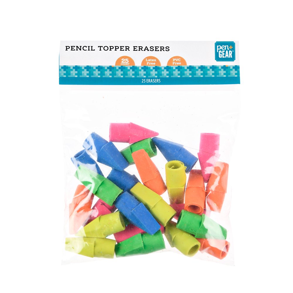 Pen + Gear Pencil Topper Erasers, Neon, 25 Count