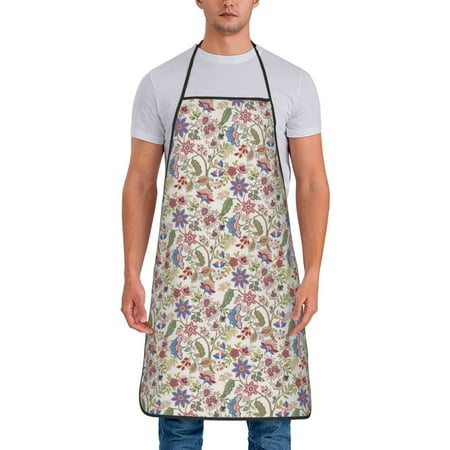 

Uemuo Paisley Flowers Printed Bib Apron Adjustable Water and Oil Resistant Cooking Kitchen Chef Apron for Women Men